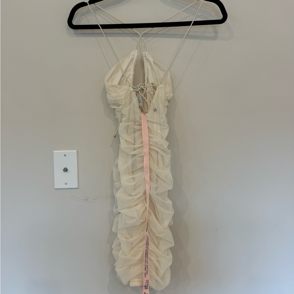 Oh Polly white/cream mesh mini dress